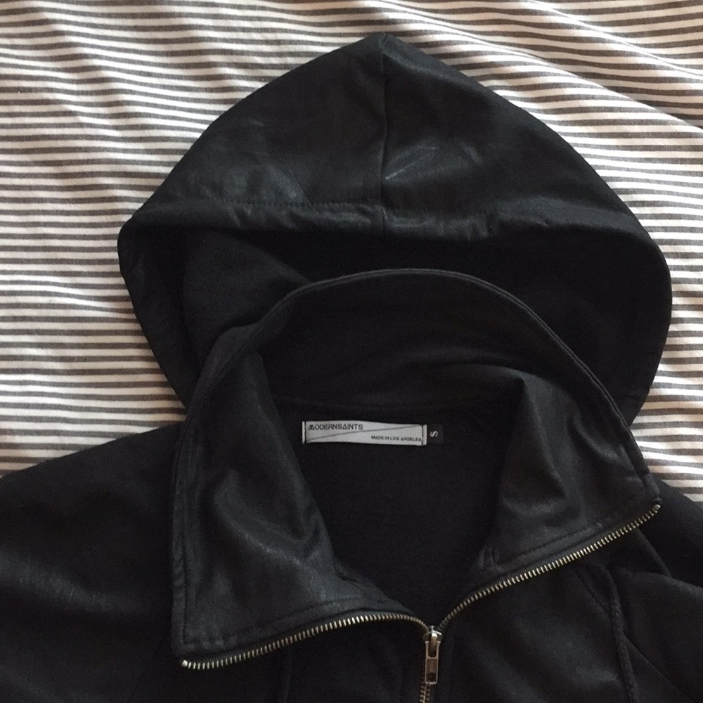 Modern Saints Black Zip Up Jacket with Hood - Picture 4 of 6